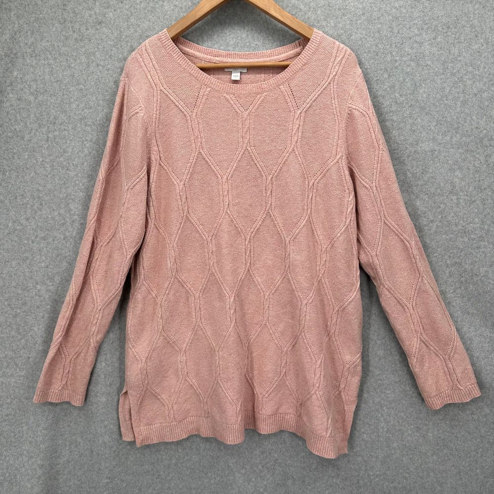 J.Jill Tunic Sweater Textured‎ Design Ribbed Long Sleeve Cotton Blend Size Large